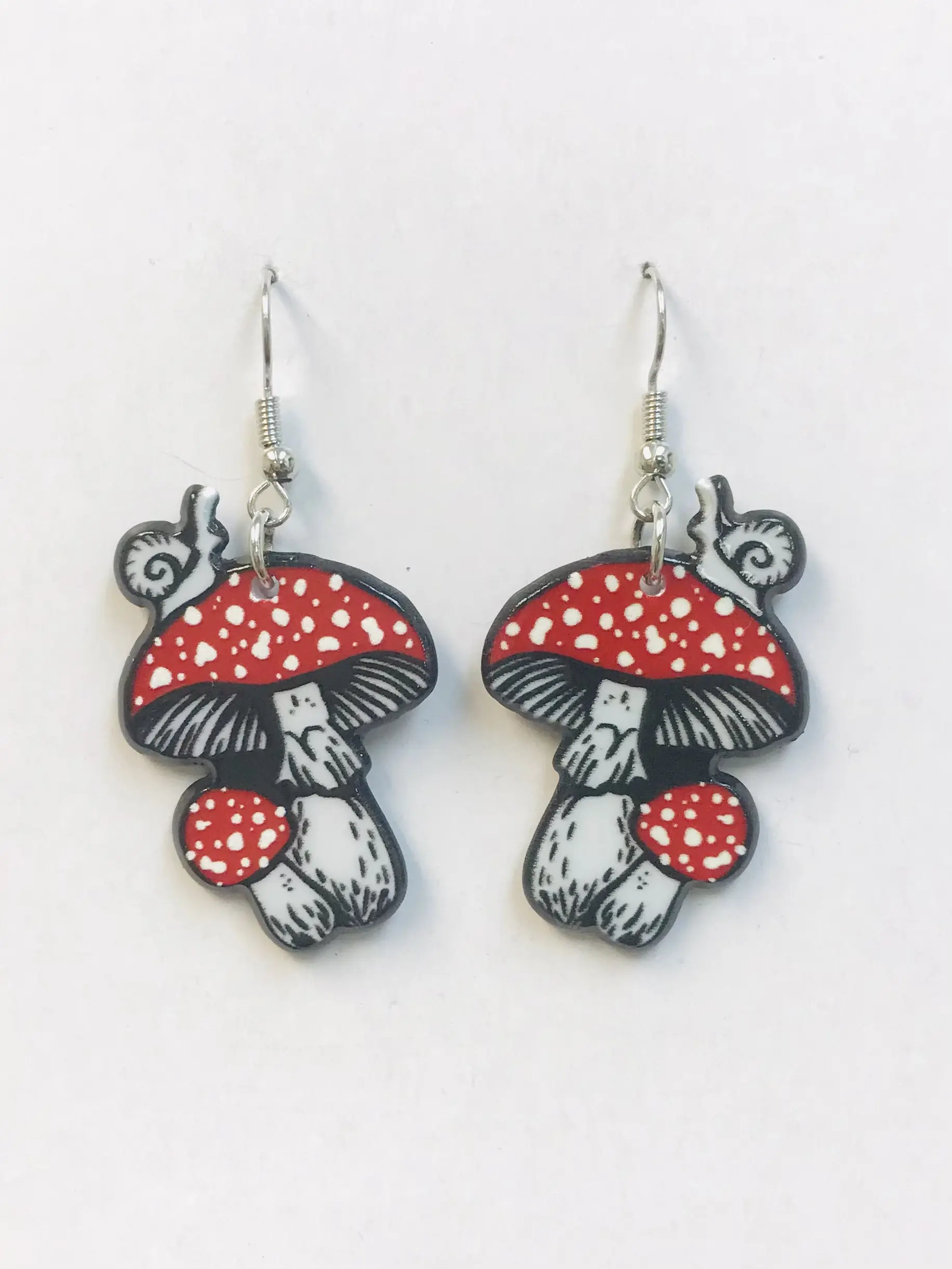 Cute Snail on Red Mushroom Earrings
