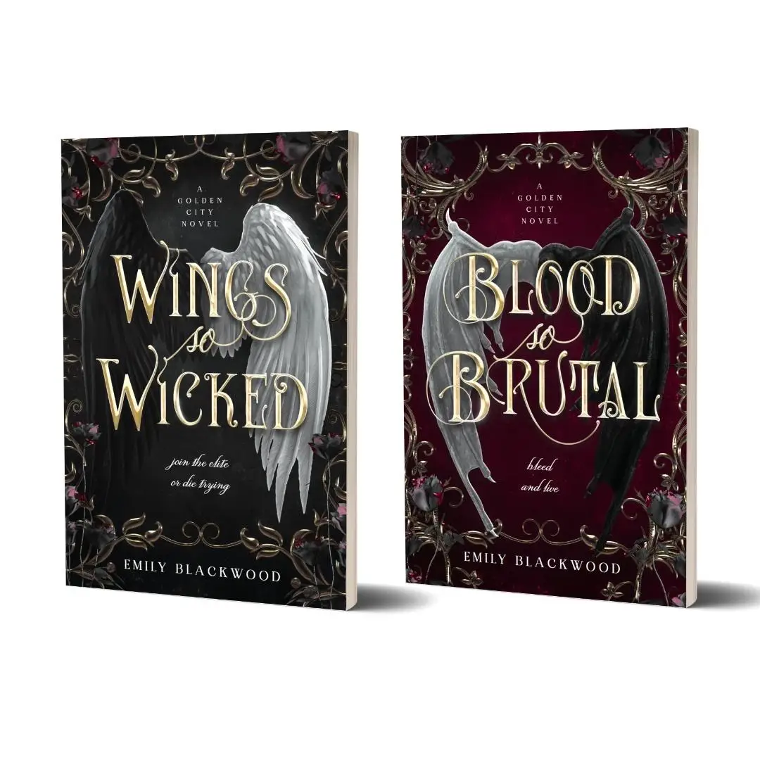 Wings So Wicked and Blood So Brutal: Golden City Duet (Romantasy with Fae and Vampires) Signed Paperback Bundle by Emily Blackwood