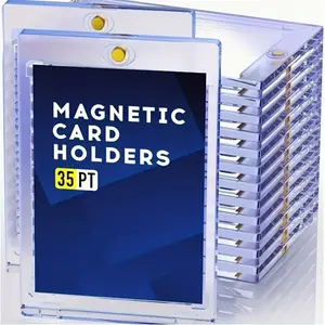 1/5/10 Pieces of 35PT Clear Magnetic Card Storage Boxes, Hard Plastic Storage Boxes, Uv-Resistant Acrylic Magnetic Card Holders, Top Magnetic Closure, Suitable for Baseball Cards, Ideal for Collectors and Players, Baseball Display Box, Card Hobby Box
