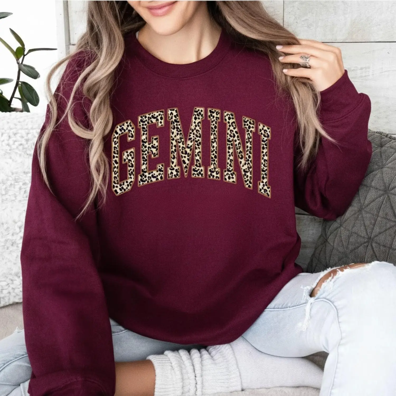 Full 12 Minimalist Zodiac Sweatshirt – Leopard Print Astrology Sign Pullover, Vintage Horoscope Crewneck for Women - AG