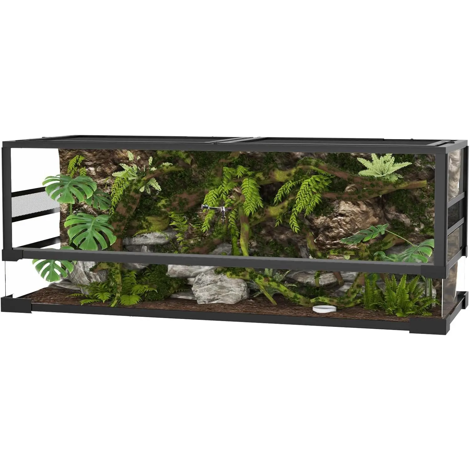 67 Gallon Reptile Tall Glass Terrarium, 48" x 18" x 18" Reptile Tank Double Hinge Door with Top Screen Ventilation, Easy Assembly