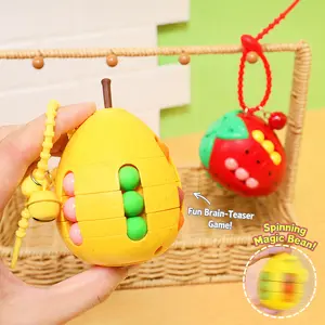 MINISO Fun Fruit Magic Bean Fidget Spinner Keychain Rotating Puzzle Cube Pendant Stress Relief Toy for Bags#Summervibes