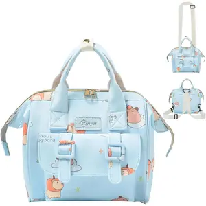 Lightweight Diaper Handbag, 4-in-1 Convertible Mini Size Diaper Bag - Crossbody with Stroller Shoulder Strap, Insulated Pockets, Compact Animal Print Mommy Tote for Travel