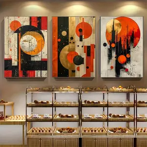 Modern Art Wall Decor Set, Geometric High Contrast Color Blocks, Abstract Pattern Print, Unframed Canvas Prints for Living Room Bedroom Hallway Decoration