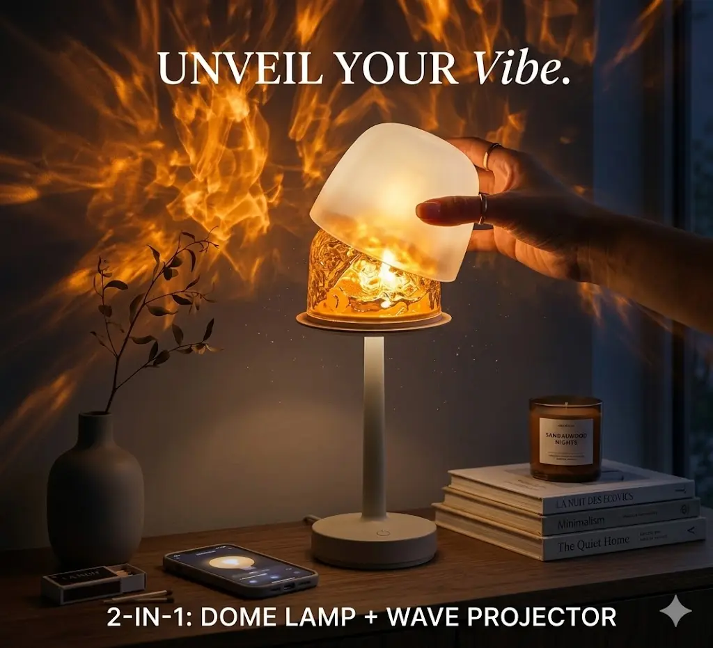 Northern Light Aurora Ocean Wave Water Ripple Color-Changing Desk Lamp, 16-Color Ambient Lamp with Controller, Car Interior Decoration, Bedroom Decor, Kid Room Accessory, Romantic Birthday Gift