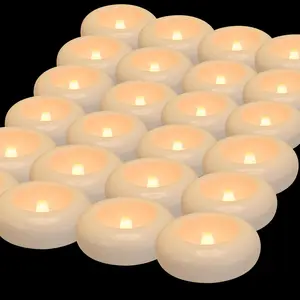 24 count Flameless LED Floating Candles  Operated, 120+ Hours Glow Time, 3 Inch White Plastic Tealights, Cozy Light for Romantic Pool/Bathtub/Hot Bath/Wedding Centerpiece Decor
