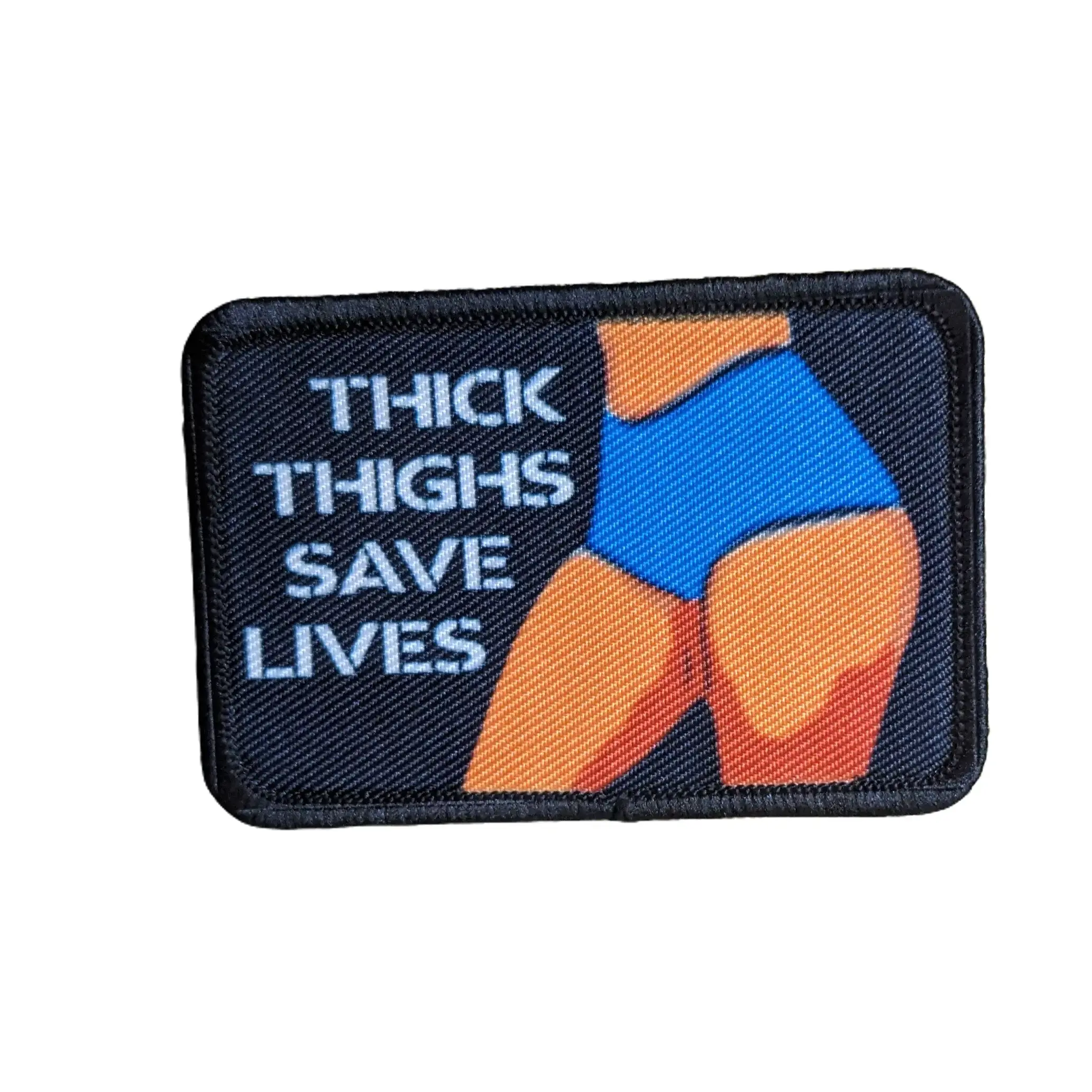 Thick thighs save lives fitness legs meme 2"x3" removable morale patch with hook and loop backing death by snu snu