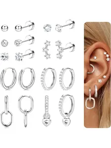 Hypoallergenic Flat Back Earrings for Women Girls, Surgical Steel Earrings for Sensitive Ears, Stainless Steel Stud Hoop Cartilage Earrings, Elegant Minimalist Earrings, Heart Shape Earrings, Stud Earring Jewelry, Heart Shaped Earrings