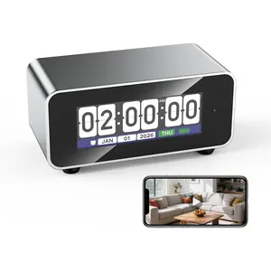 Flip Vision – Smart Desk Clock Camera with 1080P HD Wireless Security Monitor Camera, 3000mAh Battery, 2.4G/5G Dual-Band WiFi, Motion Alerts, CNC Aluminum Frame, Built-in Alarm