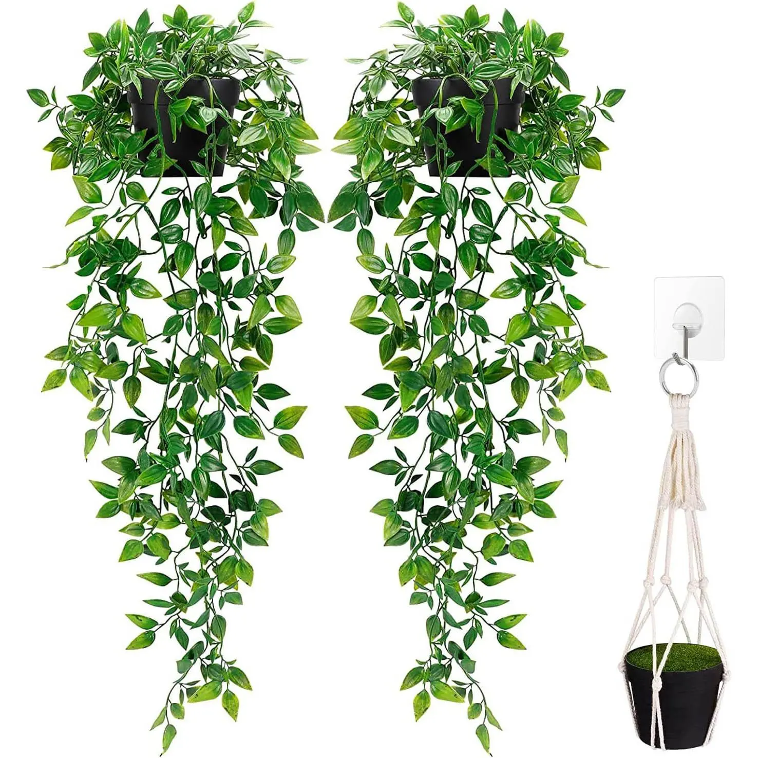 Artificial Ivy Plant, 2 Counts Fake Hanging Plant, Fake Plant for Home Decor, Indoor & Outdoor Decorative Plants, Home Decor Supplies, Artificial Hanging Baskets, Hanging Planters