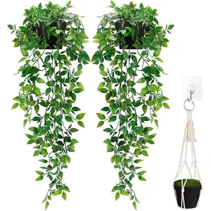 Artificial Ivy Plant, 2 Counts Fake Hanging Plant, Fake Plant for Home Decor, Indoor & Outdoor Decorative Plants, Home Decor Supplies, Artificial Hanging Baskets, Hanging Planters