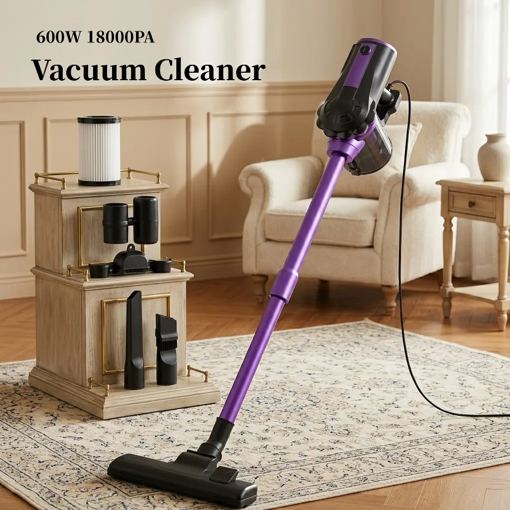 3-in-1 Corded Upright Heavy Duty Vacuum Cleaner, 600W Powerful Suction Vacuum (18KPA), 12000ml Deep Cleaner, Lightweight Stick & Handheld Vac for Hardwood Floors & Pet Hair, 5m Cord, 110V US Plug