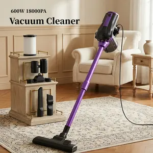 3-in-1 Corded Upright Vacuum Cleaner, 18KPA Strong Suction Stick & Handheld Vac with 600W Motor, Lightweight Deep Cleaner for Hardwood Floor & Pet Hair, 110V US Plug