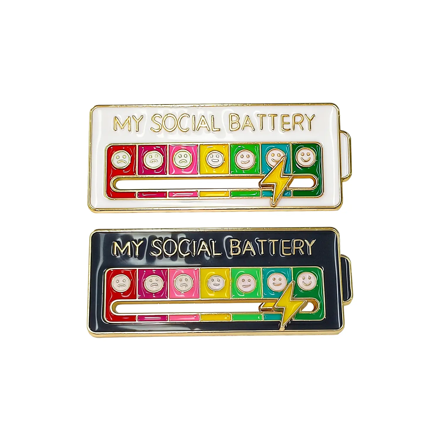 Rotunoe 2-Pack Social Battery Enamel Lapel Pins, Funky Slide Mood Tracker, Collectible Fashion Accessory for Men's Jackets & Bags, Men's Accessories, Brooch Clip, Decor Pins, Fashion Lapel Pin