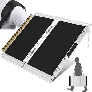 Wheelchair Ramp 2FT | Load-Reducing Shoulder Strap | Portable Wheelchair Ramp | Wheelchair Ramps for Home, Steps, Stairs, Doorways | Handicap Ramp | Non-Slip, Foldable, Aluminum, 800lbs Capacity