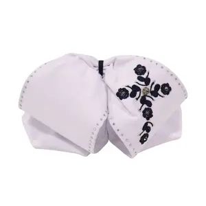 Moño Charro White Cross Bordada Monos Charra