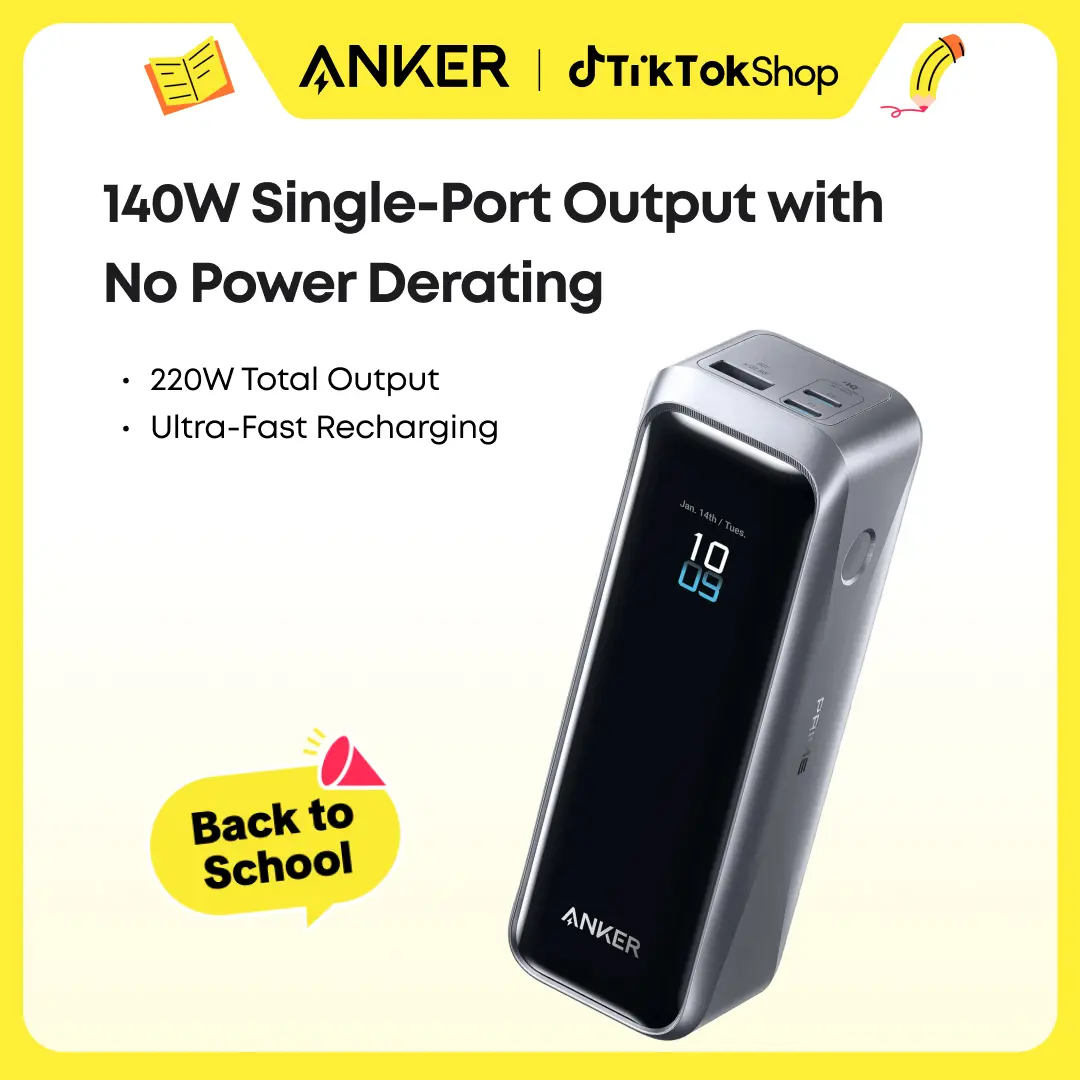 Anker Prime Power Bank, 20,100mAh 3-Port Portable Charger with 220W Max Output, Two-Way Charging, TSA-Approved, App Control, for MacBook, iPhone 17/16 Series, and More (Base Not Included) sohochic