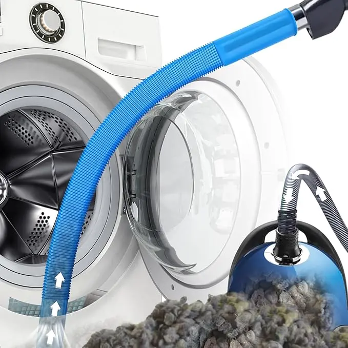 Dryer Vent Cleaner Kit, Dryer Lint Vacuum Attachment Compatible with Most Vacuum Cleaner, Dryer Vent Cleaning Tool Vacuum Hose with Universal Connector, 31 Inch, Blue