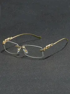 Men's Metal Frameless Leopard Leg Decorative Glasses, Fashion Casual Style for Parties & Daily Wear, All Season Fashion Eyeglass Accessories