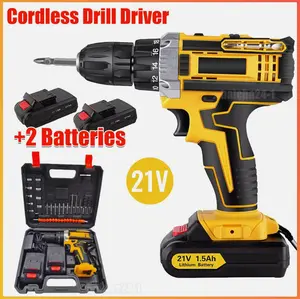 Heavy Duty Brushless Impact Driver and Hammer Drill Kit with 2 Batteries Professional Cordless Combo for Construction Metal Wood Drilling Tool Box