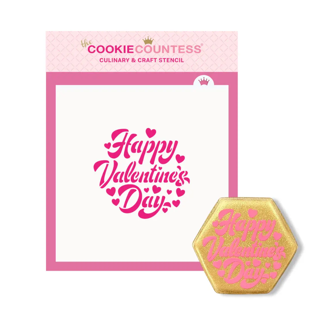 Happy Valentines Day Calligraphy Stencil