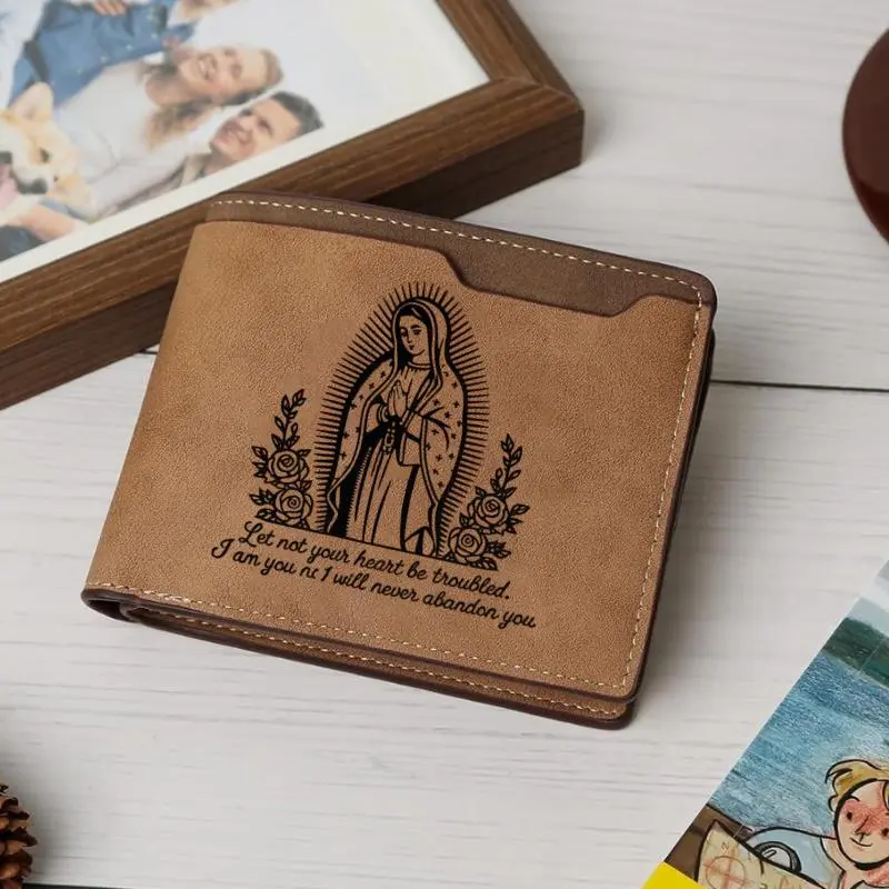 Our Lady of Guadalupe Wallet – Laser Engraved Religious Gift for Men Mexican, Orgullo, Familia, Herencia, Engraved wallet gift for Latinos, Cartera Para Hombre, Personality Handmade Wallet – Laser. Bold, unforgettable gift for your lover, father