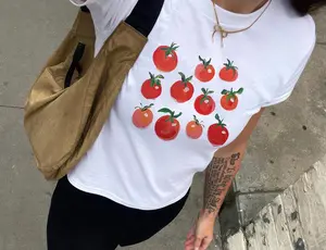 Tomato Print Baby Tee - Italian Girl Summer 90s Style