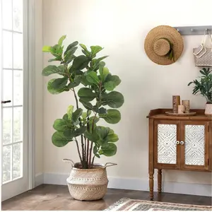 GARVEE Faux Fiddle Leaf Fig Tree Collection: 4 Ft and 5 Ft Artificial Ficus Lyrata Plants with 72 and 102 Leaves, Perfect for Indoor and Outdoor Decor in Living Rooms, Offices, and Bedrooms