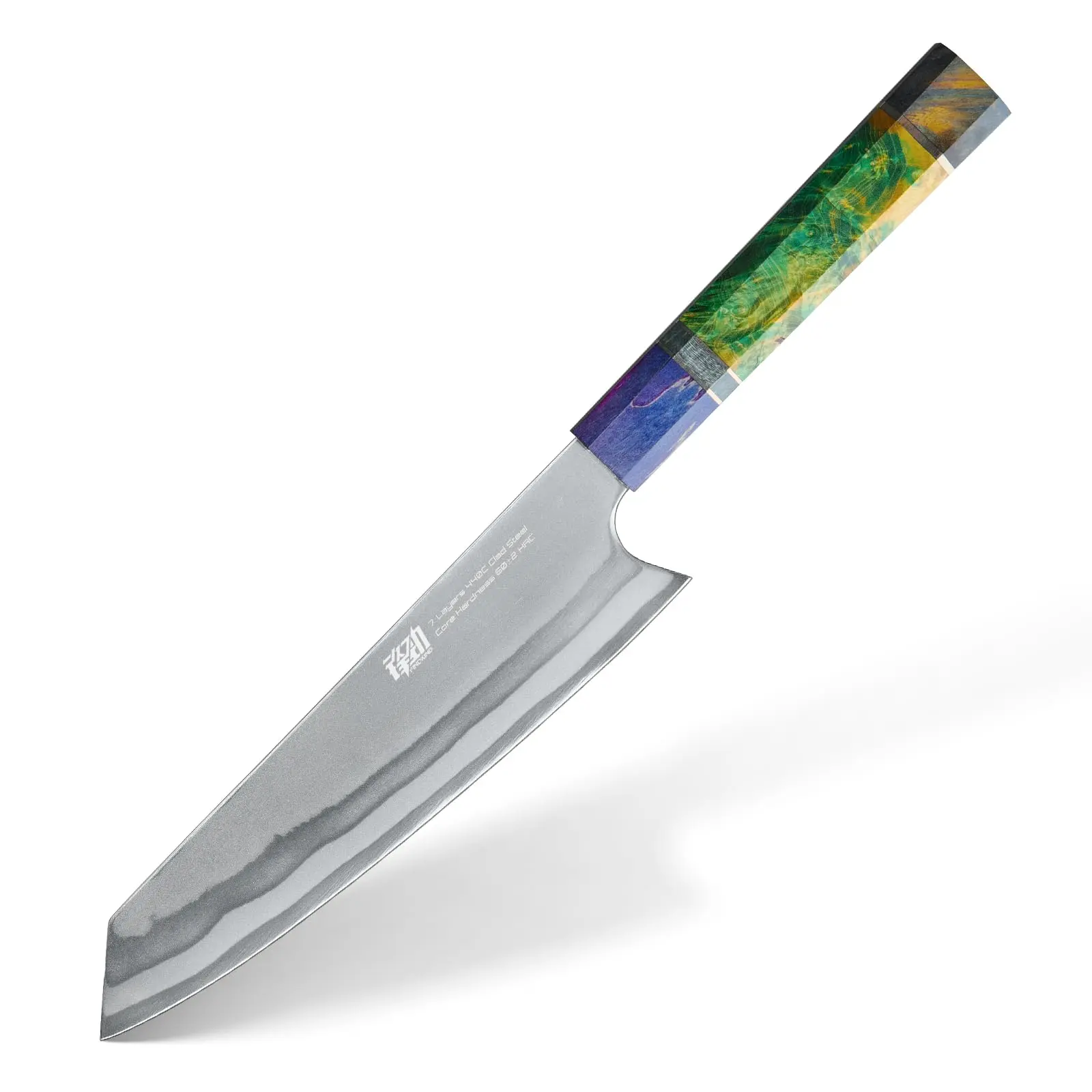 FINDKING Iridescent Series 8-Inch Professional Japanese Kiritsuke Chef's Knife - High-Quality Stainless Steel Blade, Octagon Wood Handle Kitchen Chopper, Random Color Cutlery for Cooking, Kitchenware Knives Ideal as Thoughtful Gift for Any Occasion