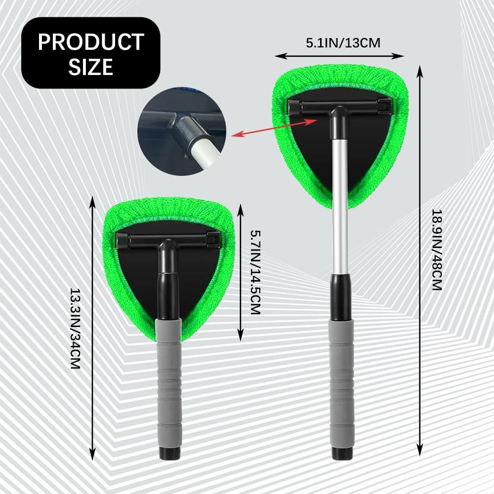 Click to see full view Windshield Cleaning Tool, Car Interior Window Cleaning Kit with Extendable Handle & 3Microfiber Pads, Auto Inside Glass Wiper Kit for Car & Home Windows