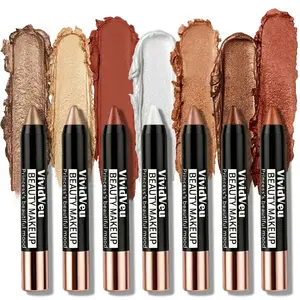 VIVIDVEU Eyeshadow Stick for Eye Makeup, Creamy Shimmer Eye Shadow Crayon, Waterproof Long Lasting Eye Color, Easy Glide Twist-Up Eye Shadow Pencil, Blendable High Pigment Eye Makeup Stick for Daily, Party, Smoky Eye and Professional Looks