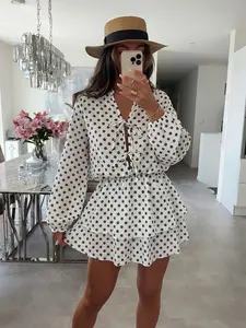 Women's Fashion Polka Dot Print Loose Dress, Versatile Boho Bohemian Style, Perfect for Vacation and Casual Wear, Outerwear Suitable