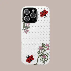 Polka Dot Ladybug Phone Case Cute Y2K Art Kawaii Floral Coquette Case for iPhone 17 16 15 14 13 12 Pro Max Impact Resistant Lightweight Protection