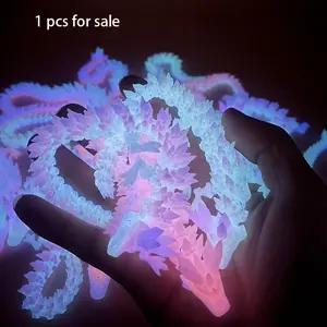 3D Printed Luminous Glow in the Dark Crystal Dragon, 1 Count Creative Desktop Decoration, Desktop Ornament for Home Office Dormitory School Car, Home Decor Statue