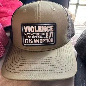 Violence may not be trucker style hat Olive and black
