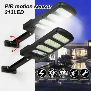 213 LED Solar Security Lights Outdoor, Motion Sensor Bracket with Remote Control 3 Modes Weatherproof, Dusk to Dawn, Wireless Solar Street/Flood Lights for Garden Yard Garage Patio Parking Lot Black:1-Pack