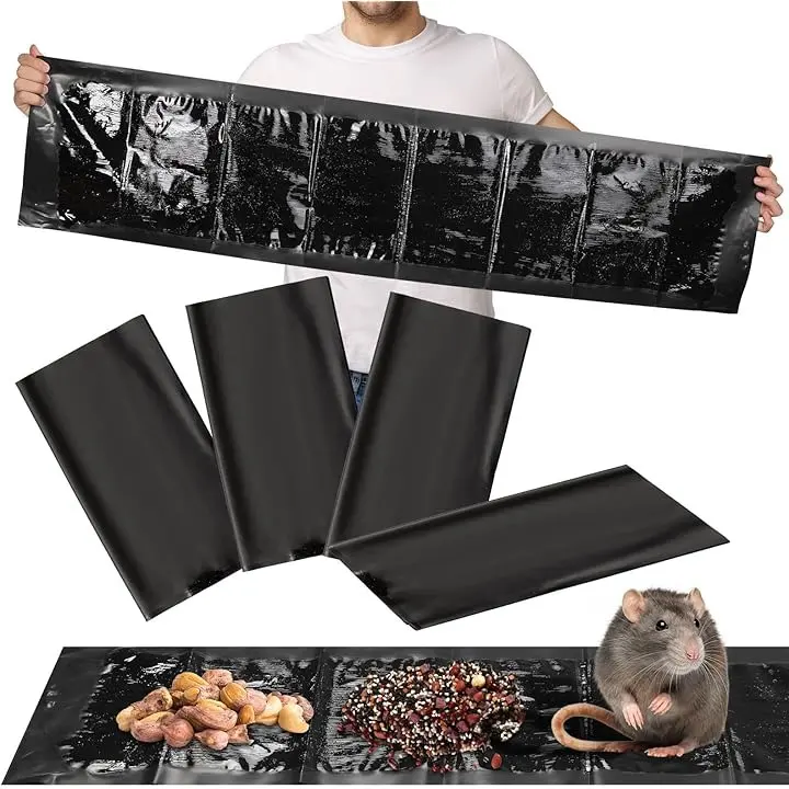 4-Piece Set High Efficiency Silent Adhesive Trap Film (120x27.5cm) - Super Sticky, Long-Lasting, No-Mess Non-Toxic Indoor Pest Control, Sticky Glue Board for Kitchen Corners, Non-Toxic Indoor Insect Control