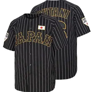 Shohei #16 Japanese Samurai Black Pinstriped Baseball Jersey, Lettering Embroidered, Unisex Baseball Clothing