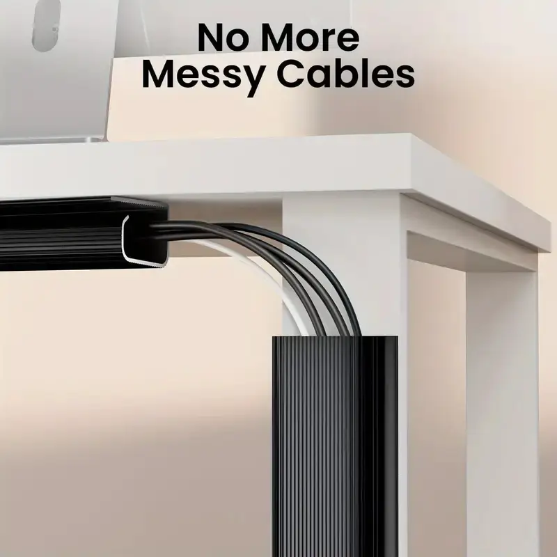 Self-Adhesive Desk Cable Organizer, Cord Organizer, Wire Organizers, No Drilling Required, Durable PVC Channel Manager, Multi-Cable Management Solution for Desk Surfaces, Under-Desk Organizer, Office Desk Accessories, Work Organizer