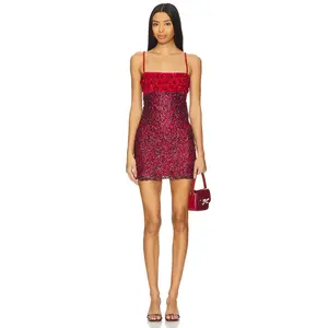 Lovers and Friends Rossa Sequin Mini Dress in Red Carnelian