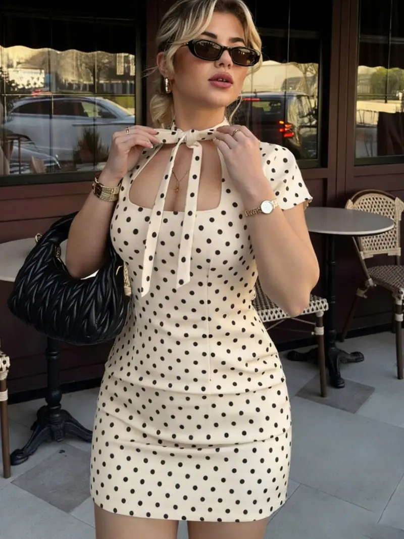 knee length dresses for ladies DOT DRESS – profile-nyc