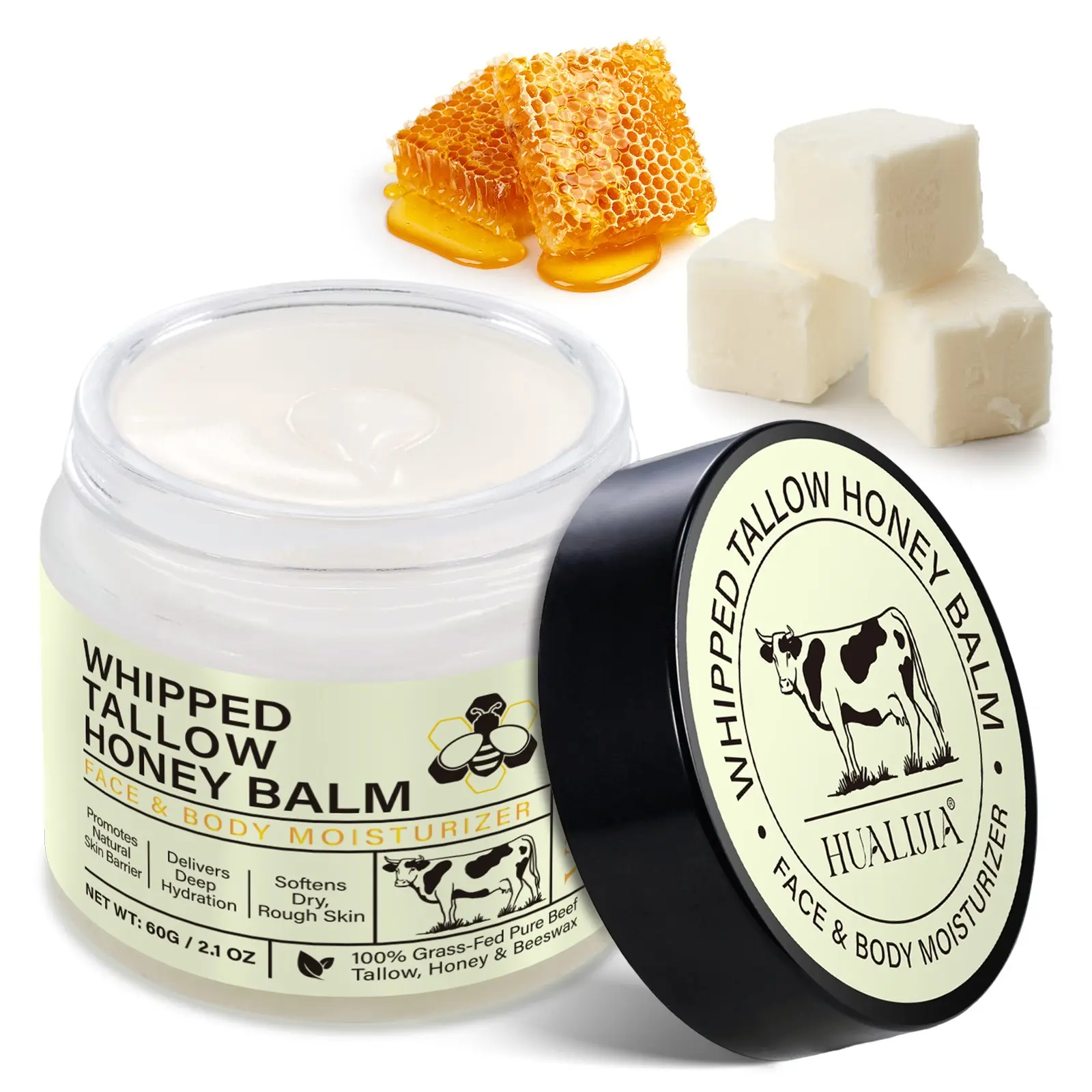 Hualijia Butter Honey Beeswax Cream 60g, Moisturizing and Nourishing Face Cream, Soothing and Hydrating, Ideal for Daily Use