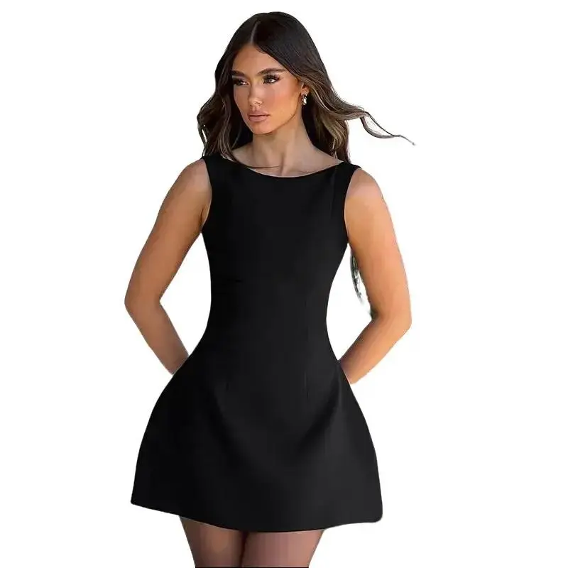 Open Back Stylish Flare Skirt Fitted Elegant Style Party Line Dress Casual  Womenswear - TikTok Shop