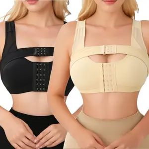 Women's Front Closure Post Surgery Compression Bra Corrector Bra with Removable Breast Support Band t Double Layer Beautiful Back Underwear