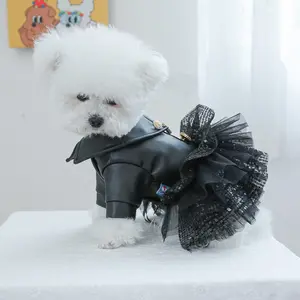 Sparkling Small Leather Skirt for Pets, Beautiful Dress for Dogs and Cats, Teddy Bichon Pomeranian Yorkie Poodle Mini Dog Clothes