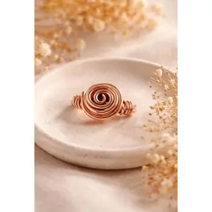 Copper Wire Double Spiral Ring Handmade Single Band Minimalist Jewelry
