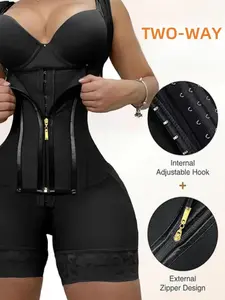Women's Butt Lifting Tummy Control High Stretch Fabric Shapewear, Fajas Colombianas Bodysuit, Adjustable Triple Row Hook & Eye Zipper Closure Bodysuit, Support Full Body Shaper, Perfect for Occasions & Yoga