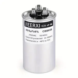 Air Conditioning Maintenance Accessories 50+5 MFD 45/5 UF, CBB65 Dual Running Circular Start Capacitors for Condenser Direct Cooling, Heat Pump Air Conditioning, AC Motor, AC Motor Operation, Fan Start