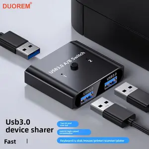 USB 3.0 Switch Selector KVM Switch 5Gbps 2 in 1 Out USB Switch USB 3.0 Two-Way Sharer for Peripheral Printer Keyboard Mouse Sharing