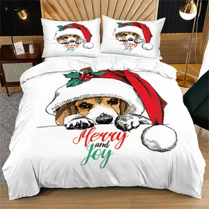Christmas Dog Pattern, soft and durable bedding set, includes 1 cover and 1 or 2 pillowcases, does not include a insert or pillow inserts, perfect as a Christmas holiday gift